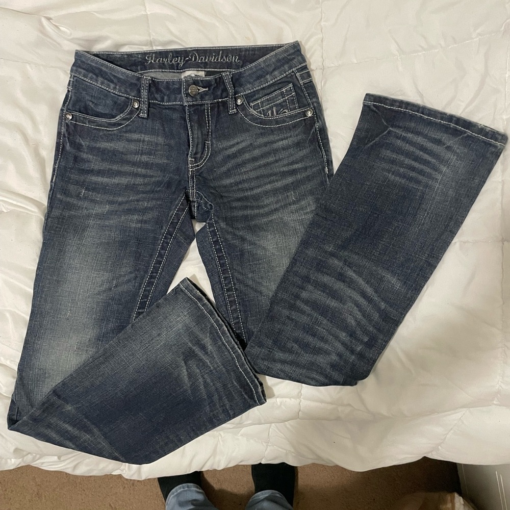 Harley-Davidson Blue Straight Leg Jeans Classic Style size 27